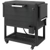 Outsunny 104 Quart Large Capacity Outdoor Cooler Cart, Patio Rolling Ice Chest with Bottle Opener Shelves Wheels, Black
