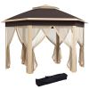 Outsunny 13 x 13 Pop Up Gazebo Hexagonal Canopy with Mesh Netting for Outdoor Events Patio Garden Wedding Party Shelter