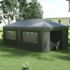 Outsunny 10x19.5ft Gray Pop Up Canopy Tent Adjustable Height Event Shelter with Sidewalls Leg Weight Bags Wheeled Bag
