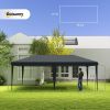 Outsunny 10x20 Pop Up Canopy, Outdoor Party Tent, Steel Frame, Black, with Carry Bag for BBQ & Events