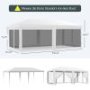 Outsunny 20' x 10' Outdoor Party Tent Gazebo Wedding Canopy with Removable Mesh Sidewalls, White
