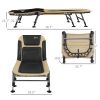 Outsunny Camp Lounger Deluxe: Folding Cot with Padded Cushion, Adjustable Backrest, 400LBS Cream