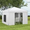 Outsunny 10x10 Pop Up Canopy Tent with Mesh Windows Reflective Top for Sun Protection Instant Shelter Adjustable Heights for Events White