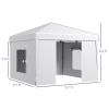 Outsunny 10x10 Pop Up Canopy Tent with Mesh Windows Reflective Top for Sun Protection Instant Shelter Adjustable Heights for Events White