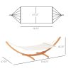 Outsunny 154'' x 47'' Outdoor Hammock, Arch Wooden Hammock with Stand, Single Bed w/ Straps and Hooks, White