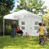 Outsunny 10' x 10' Pop Up Canopy Tent w/ Sidewall, Height Adjustable Instant Sun Shelter w/ Storage Pockets, White