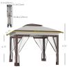 Outsunny 12' x 12' Pop Up Canopy Tent with Netting and Carry Bag, Instant Sun Shelter with 137 sq.ft Shade, Beige and Brown