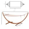 Outsunny 10' Wood Hammock with Stand, Breathable Cotton Surface, Boho Style for Single Person, for Patio Backyard Balcony Porch, White