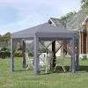 Outsunny 13' x 13' Heavy Duty Pop Up Canopy with Hexagonal Shape, 6 Mesh Sidewall Netting, 3-Level Adjustable Height and Strong Steel Frame, Grey