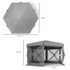 Outsunny 12' x 12' Hexagonal Pop Up Gazebo Canopy Tent with 5 Sidewalls, Outdoor Canopy Shelter with Carry Bag, Dark Gray