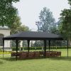 Outsunny 10x20 Pop Up Canopy, Outdoor Party Tent, Steel Frame, Black, with Carry Bag for BBQ & Events