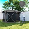 Outsunny 11 x 11ft Pop Up Gazebo Screen Tent with Removable Roof Cover, Roll-up Wind Panels for Camping, Backyard, Dark Gray
