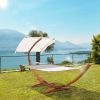 Outsunny Arc Hammock 2-Person Outdoor with Canopy Stand, Extra Wide Backyard Swing Chair, Relaxing